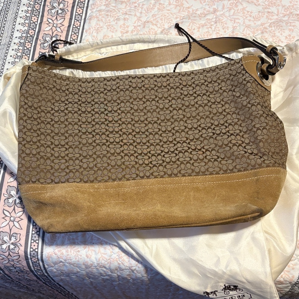 Brown Patterned Shoulder Bag - image 1